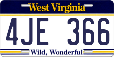 WV license plate 4JE366