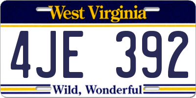 WV license plate 4JE392