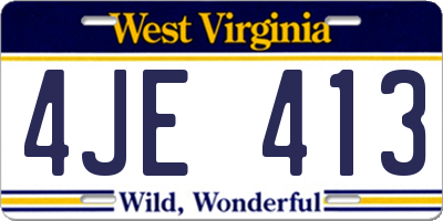 WV license plate 4JE413