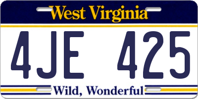 WV license plate 4JE425