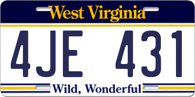 WV license plate 4JE431