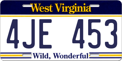 WV license plate 4JE453