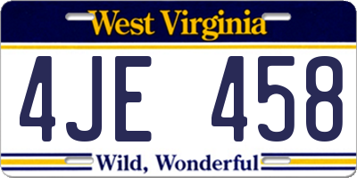 WV license plate 4JE458