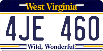 WV license plate 4JE460