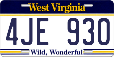 WV license plate 4JE930