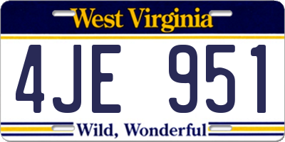WV license plate 4JE951