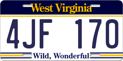 WV license plate 4JF170