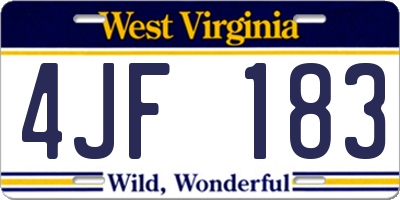 WV license plate 4JF183