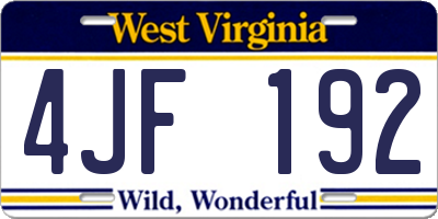 WV license plate 4JF192