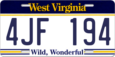 WV license plate 4JF194