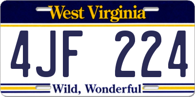 WV license plate 4JF224