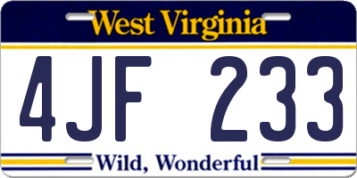 WV license plate 4JF233