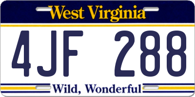 WV license plate 4JF288
