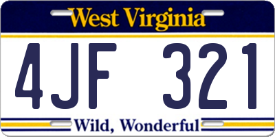 WV license plate 4JF321