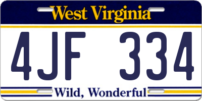 WV license plate 4JF334