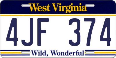 WV license plate 4JF374