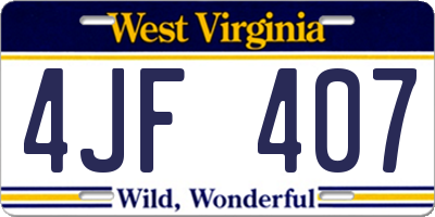 WV license plate 4JF407
