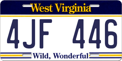 WV license plate 4JF446