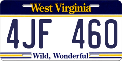 WV license plate 4JF460