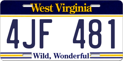 WV license plate 4JF481