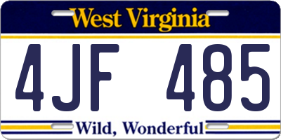 WV license plate 4JF485