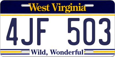 WV license plate 4JF503