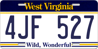 WV license plate 4JF527