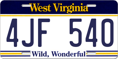 WV license plate 4JF540