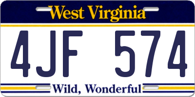 WV license plate 4JF574