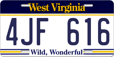 WV license plate 4JF616