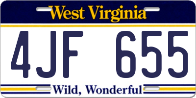 WV license plate 4JF655