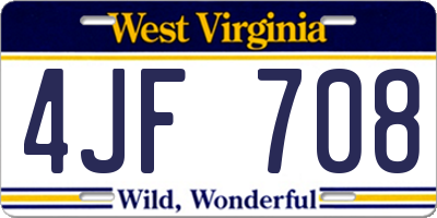 WV license plate 4JF708