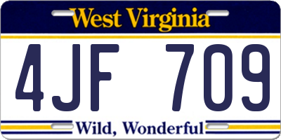 WV license plate 4JF709