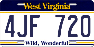 WV license plate 4JF720