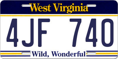 WV license plate 4JF740