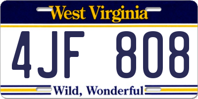 WV license plate 4JF808