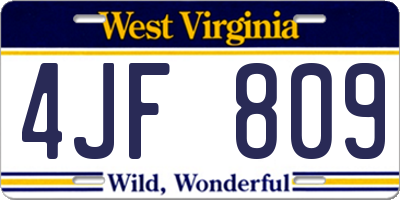 WV license plate 4JF809