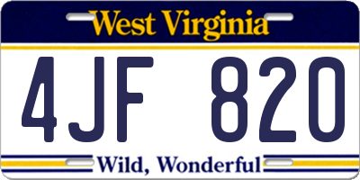 WV license plate 4JF820