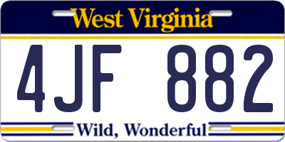 WV license plate 4JF882