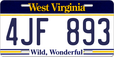WV license plate 4JF893