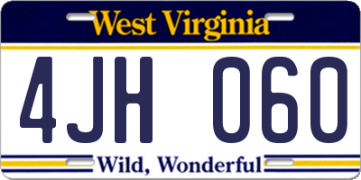 WV license plate 4JH060