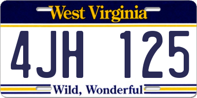 WV license plate 4JH125