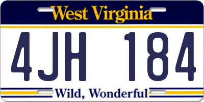 WV license plate 4JH184