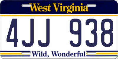 WV license plate 4JJ938