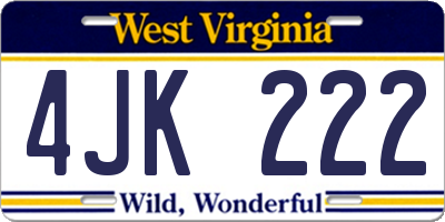WV license plate 4JK222