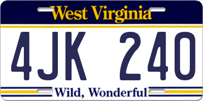 WV license plate 4JK240