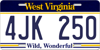 WV license plate 4JK250