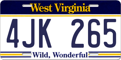 WV license plate 4JK265