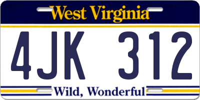 WV license plate 4JK312