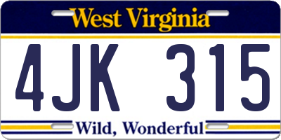 WV license plate 4JK315